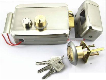 กลอนไฟฟ้า 12V มีกุญแจ ปุ่มปลดล๊อคจากภายใน และ ปุ่มล๊อค